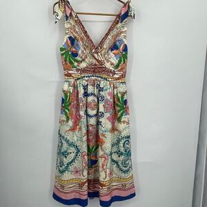Colette Dinnigan Multicolor Tied Shoulder Acionna Silk Mini Dress Size 2
